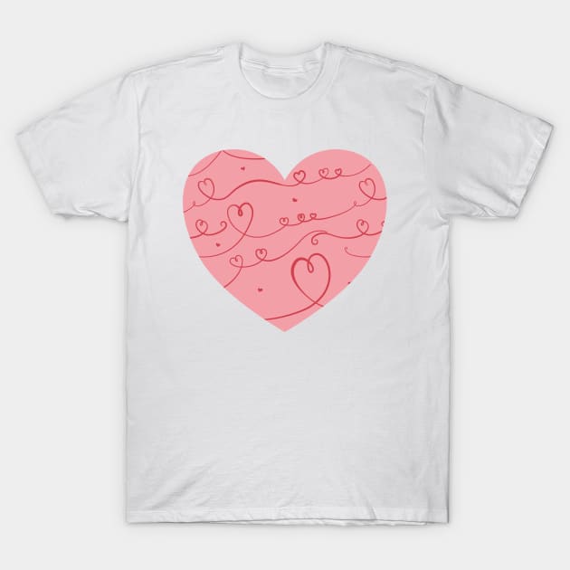 Big cute pink heart with doodle pattern. T-Shirt by ChrisiMM